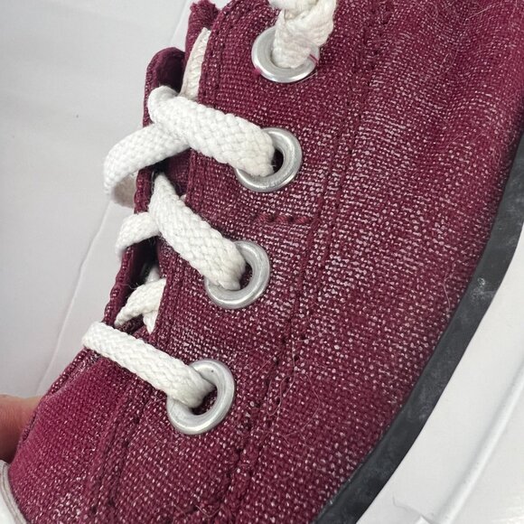 9 Women- Converse Chuck Taylor All Star Shoreline Slip On Maroon Silver Sneakers - Picture 13 of 15